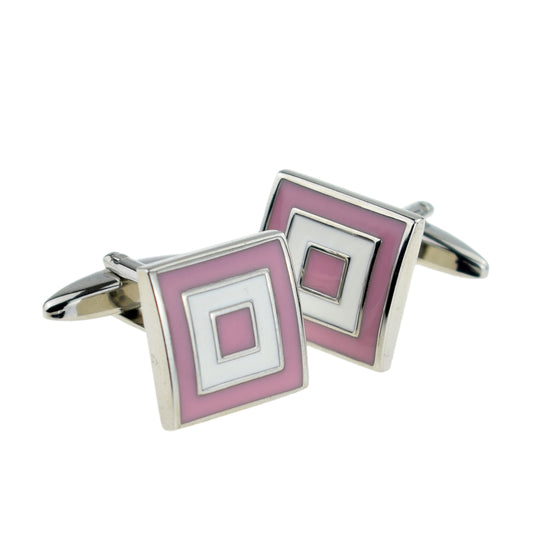 Pink & White Squares Classic Cufflinks | Ashton and Finch