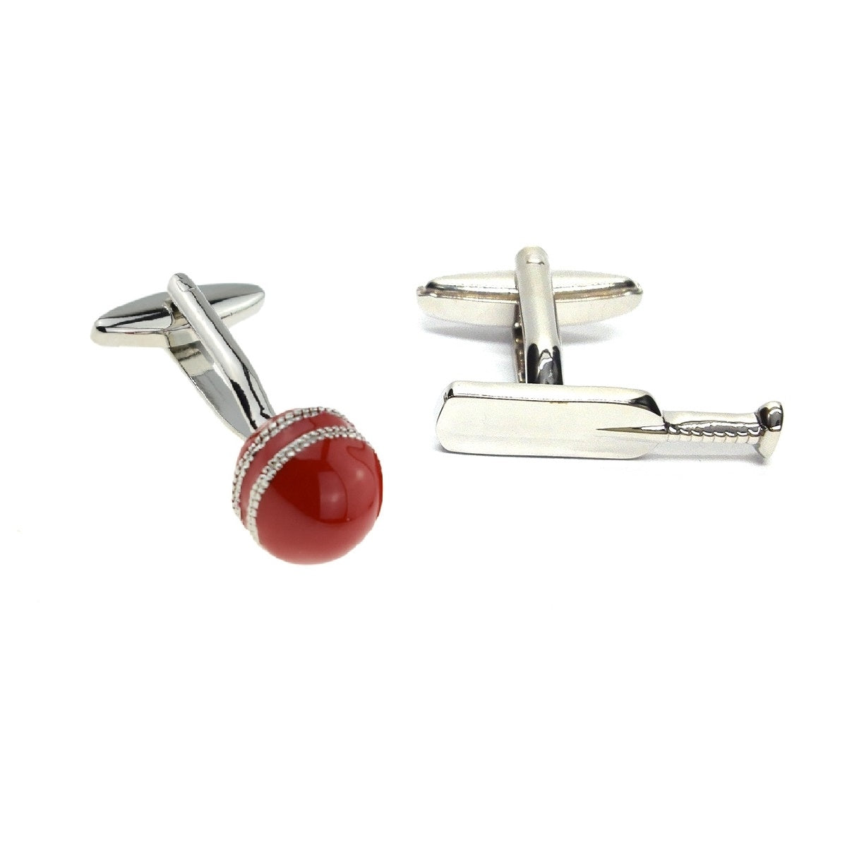 Cricket Bat & Red Cricket Ball sport mixed pair of cufflinks | Ashton and Finch