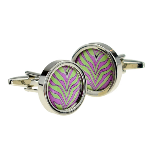 Purple & Green Animal Print Cufflinks | Ashton and Finch