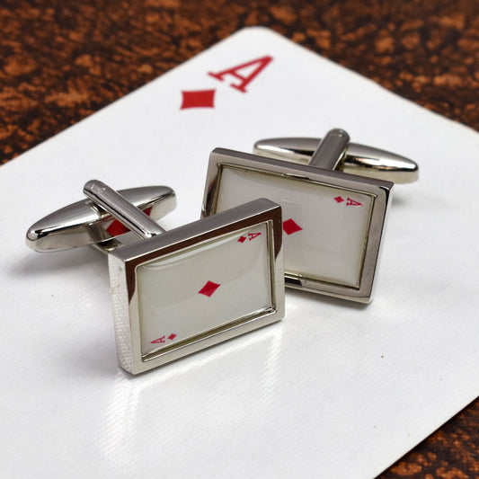 Ace of Diamonds Playing Cards Casino Gamblers Cufflinks | Ashton and Finch