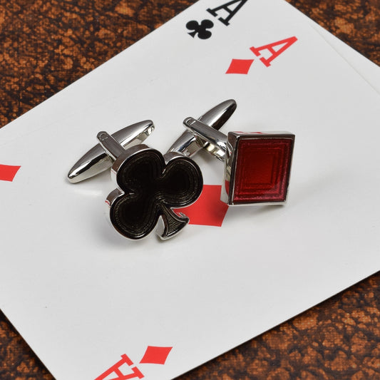 Diamonds & Clubs Playing Card Casino Gamblers Cufflinks | Ashton and Finch