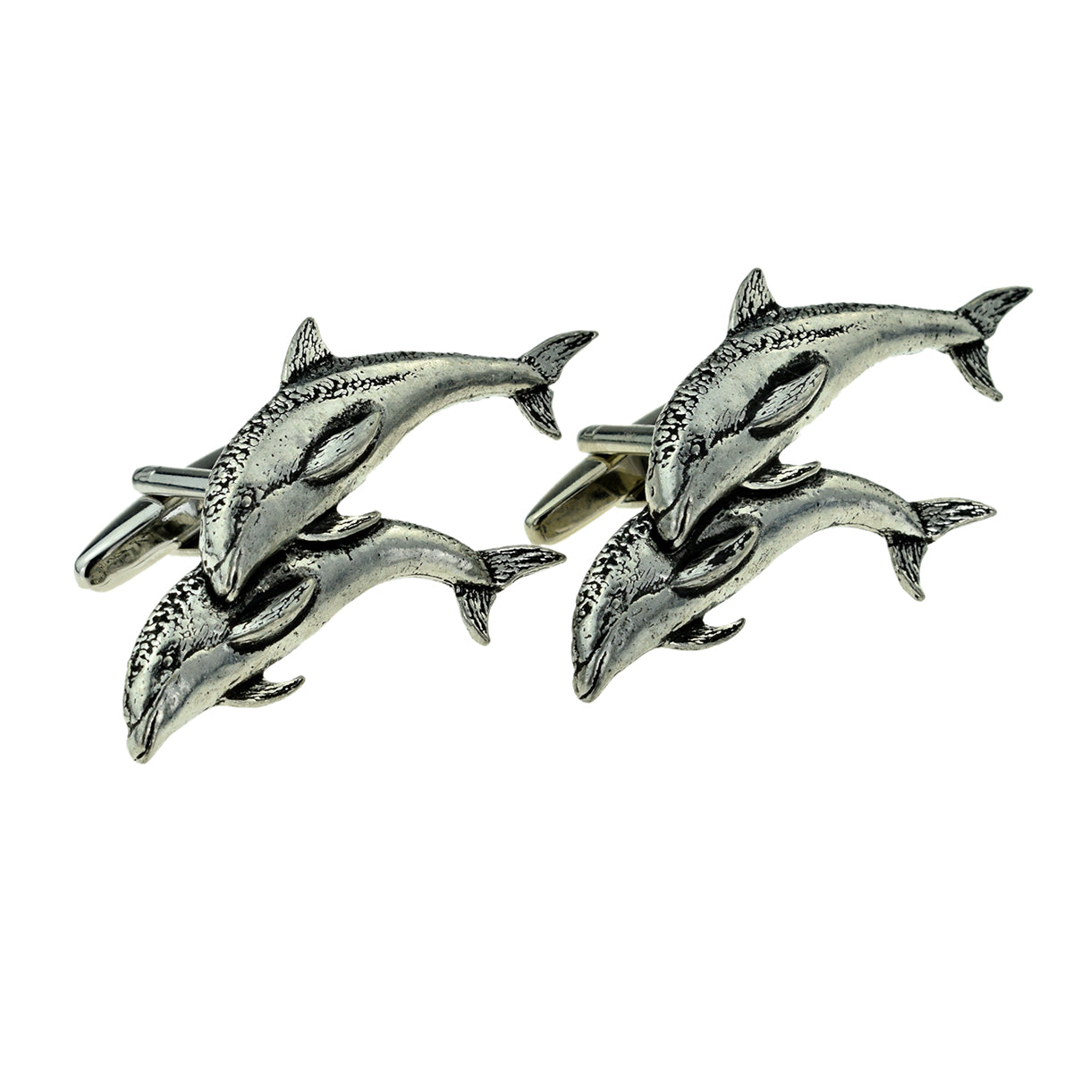 Twin Leaping Dolphins Pewter Cufflinks | Ashton and Finch