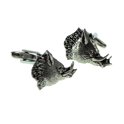 English Made Devils Pig Boar Pewter Cufflinks | Ashton and Finch
