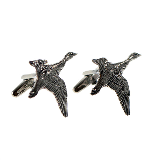 English Made Mallard Duck In Flight Pewter Cufflinks | Ashton and Finch