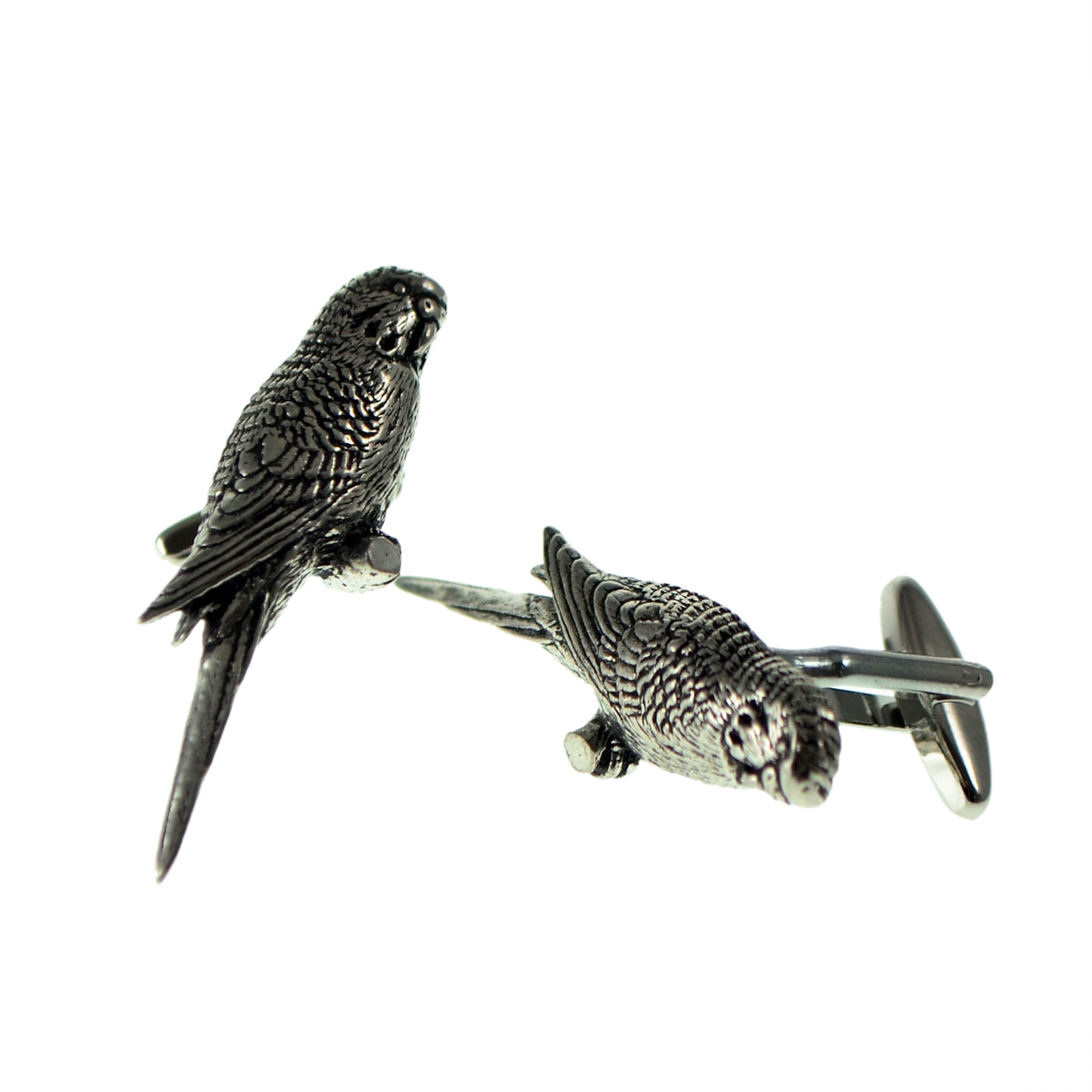 English Made Budgie Pewter Cufflinks | Ashton and Finch
