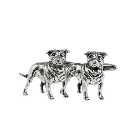 English Made Staffordshire Bull Terrier Dog Pewter Cufflinks | Ashton and Finch