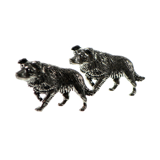 English Made Border Collie Pewter Cufflinks | Ashton and Finch