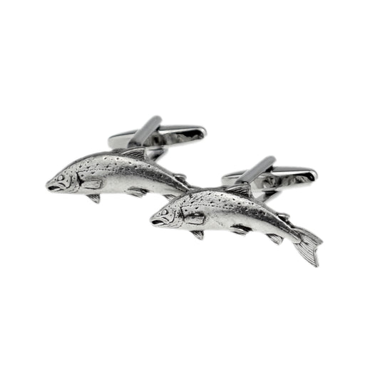English Made Small Salmon Fish Pewter Cufflinks | Ashton and Finch