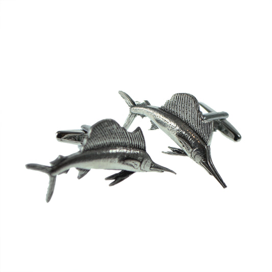 English Made Sailfish Marlin Pewter Cufflinks | Ashton and Finch