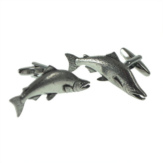 English Made Large Salmon Pewter Cufflinks | Ashton and Finch
