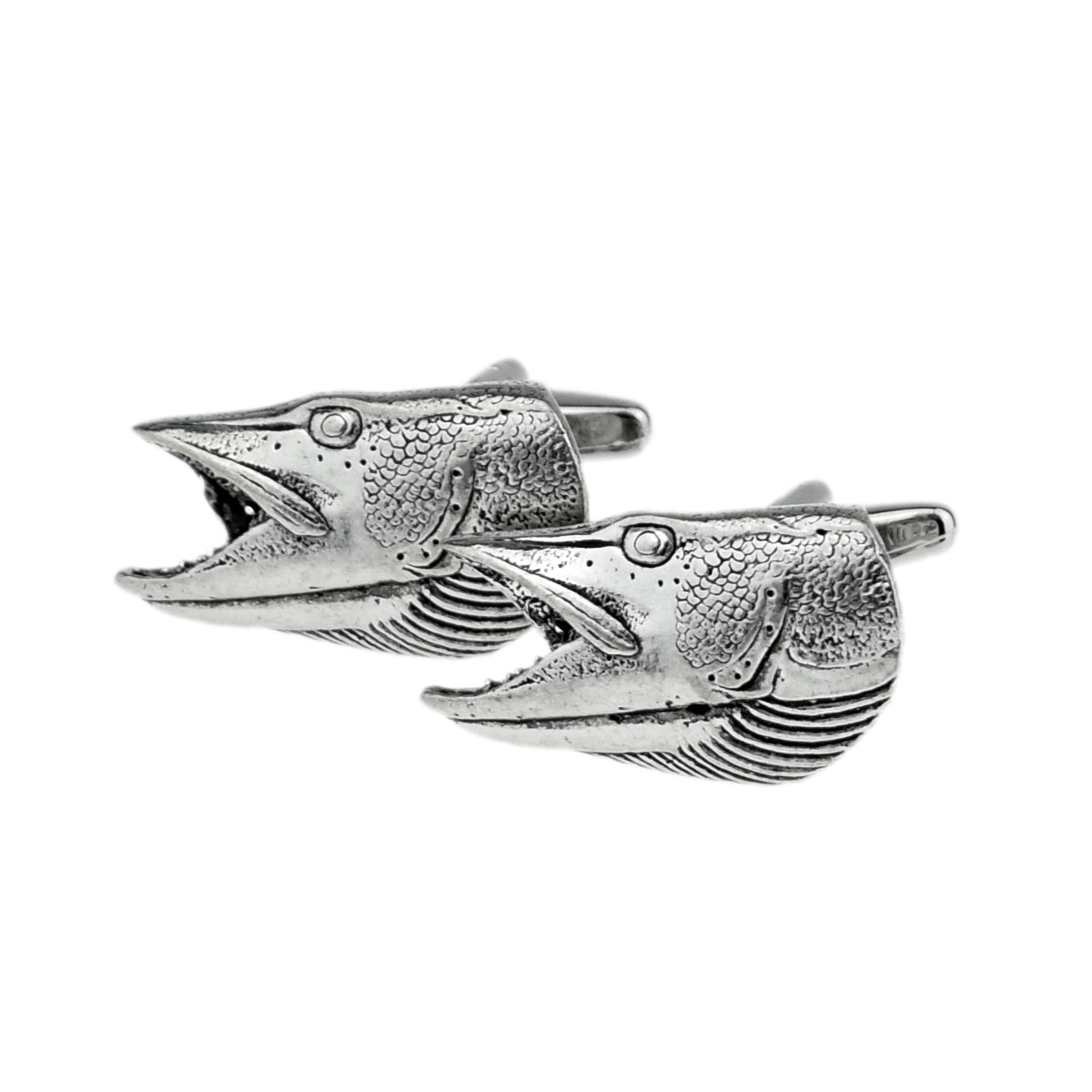 English Made Pikes Head Fish Pewter Cufflinks | Ashton and Finch