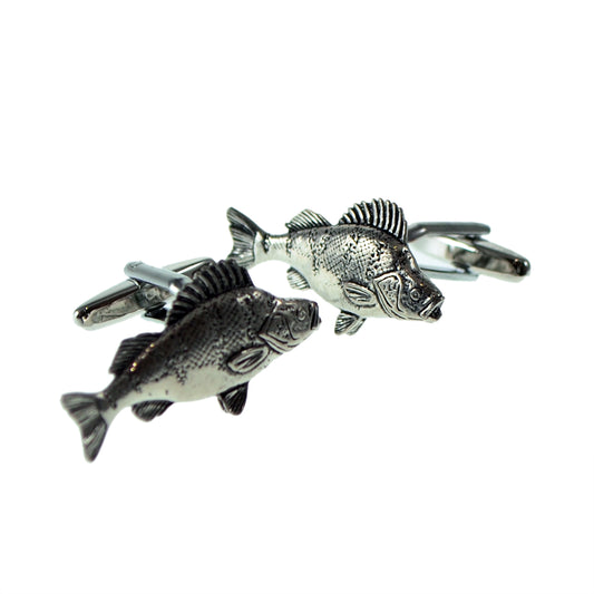 English Made Large Perch Pewter Cufflinks | Ashton and Finch