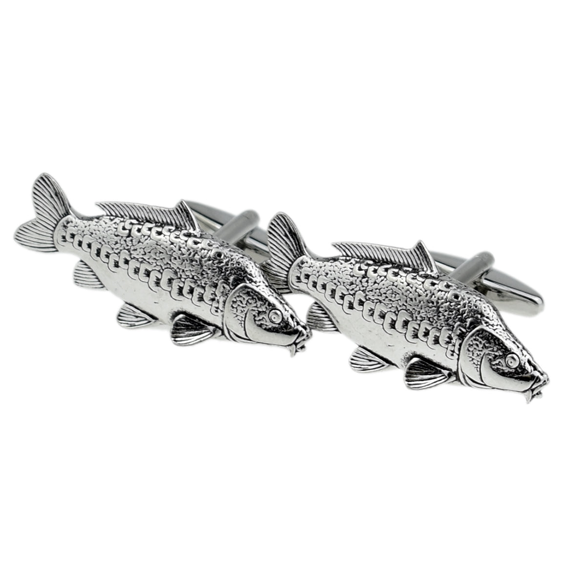 English Made Mirror Carp Pewter Cufflinks | Ashton and Finch