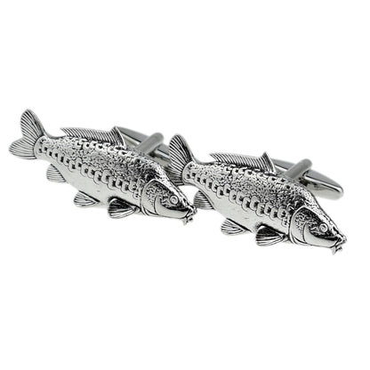 English Made Mirror Carp Pewter Cufflinks | Ashton and Finch