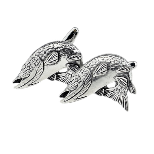 English Made Turning Pike Fish Pewter Cufflinks | Ashton and Finch