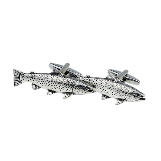 English Made Brown Trout Pewter Cufflinks | Ashton and Finch