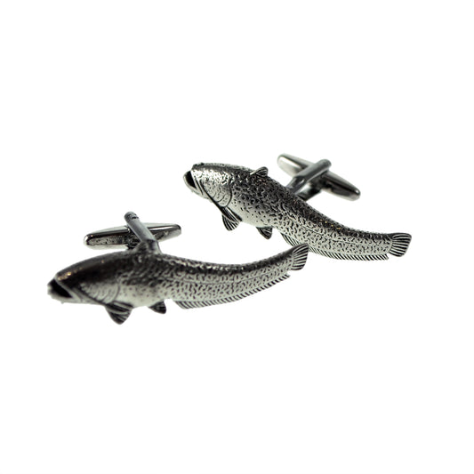 English Made Wells Catfish Pewter Cufflinks | Ashton and Finch