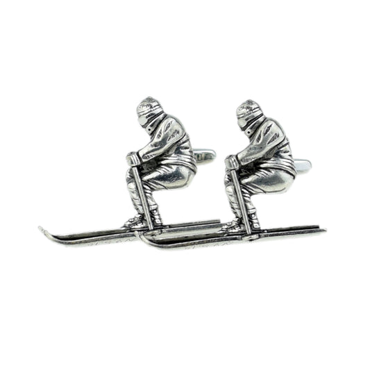 English Made Ski Theme Pewter Cufflinks | Ashton and Finch