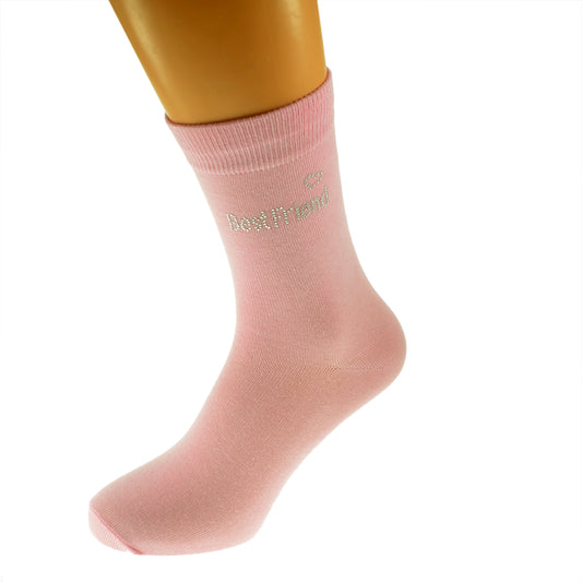 Pink Diamante Hen Socks Best Friend| Ashton and Finch