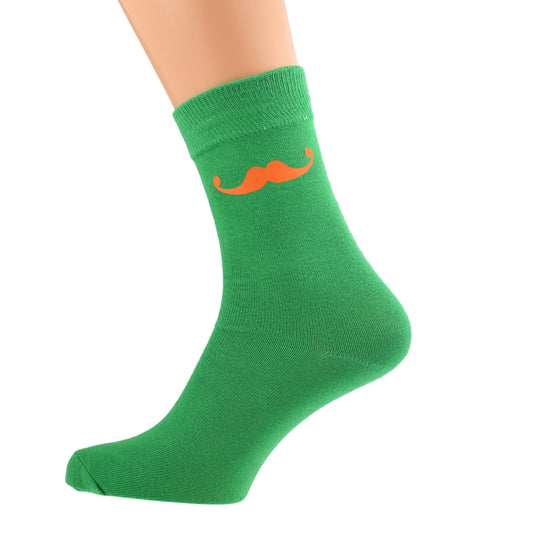Green Socks With Orange Moustache| Ashton and Finch