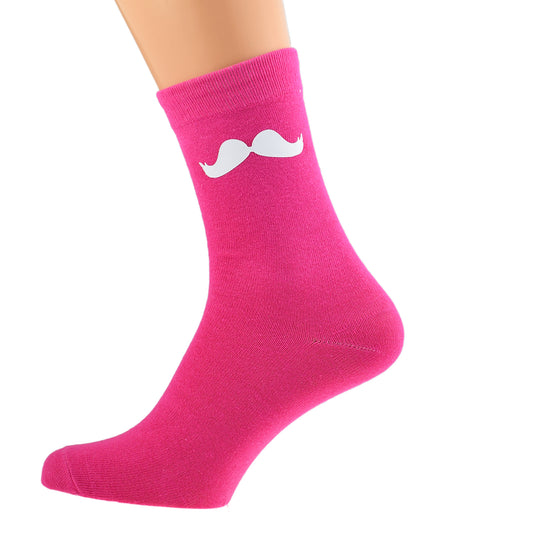 Hot Pink Socks With White Moustache| Ashton and Finch