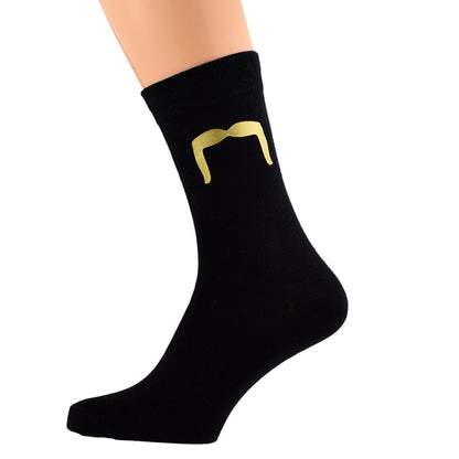 Black Socks With Gold Moustache| Ashton and Finch