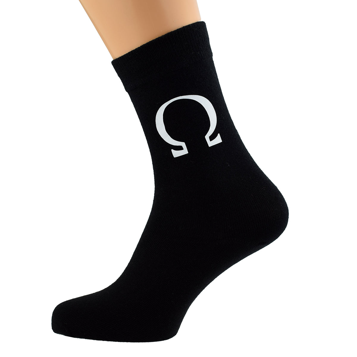 Omega Greek Letter Design Mens Black Socks| Ashton and Finch