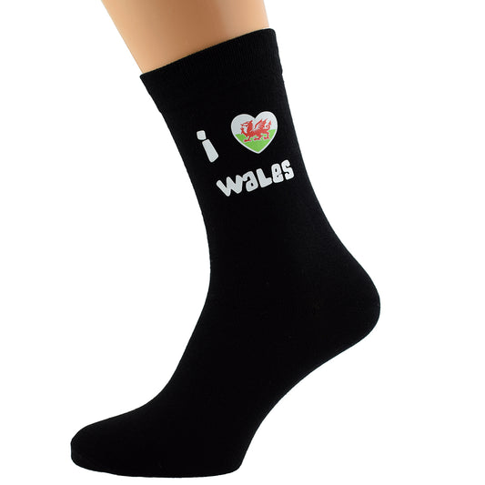 I Love Wales Flag Design Mens Black Socks| Ashton and Finch