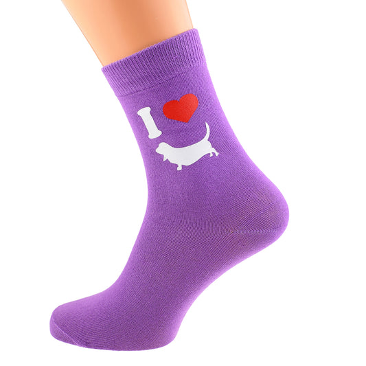 I Love Bassetts Womens Purple Socks| Ashton and Finch