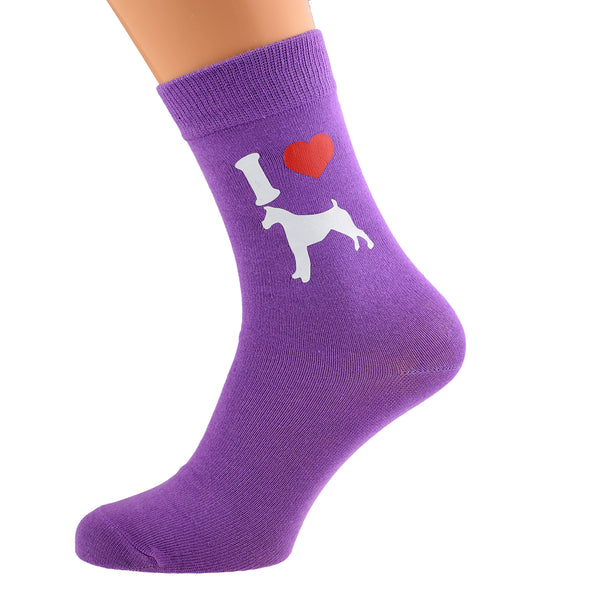 Dog Socks Boxer Purple Design