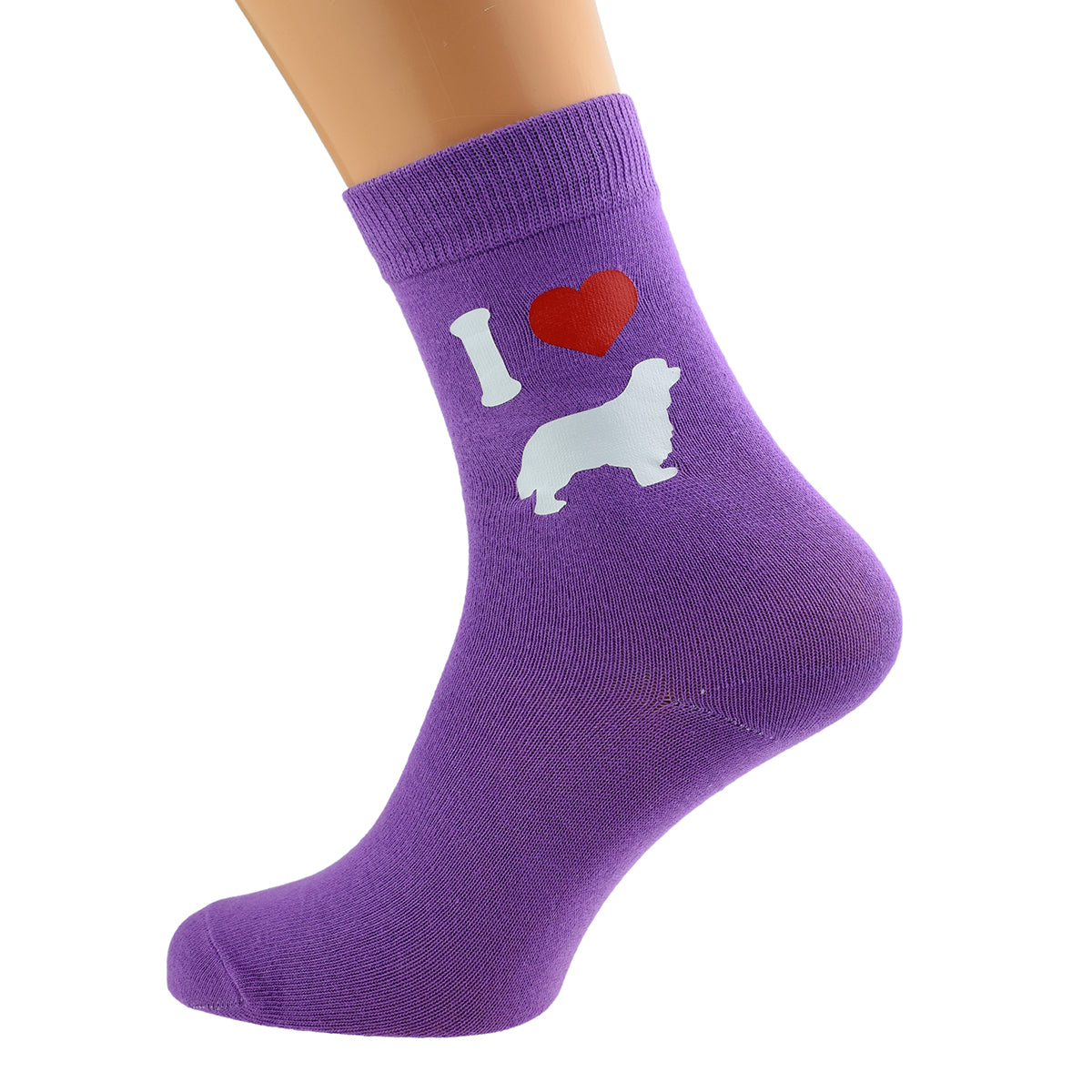 I Love Cavalier King Charles Spaniels Womens Purple Socks| Ashton and Finch