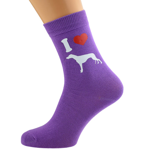 I Love Greyhounds Womens Purple Socks| Ashton and Finch