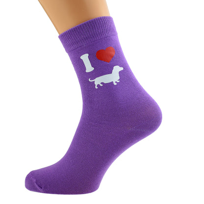 I Love Dachshunds Womens Purple Socks| Ashton and Finch