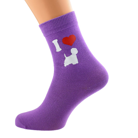 I Love West Highland Terriers Womens Purple Socks| Ashton and Finch