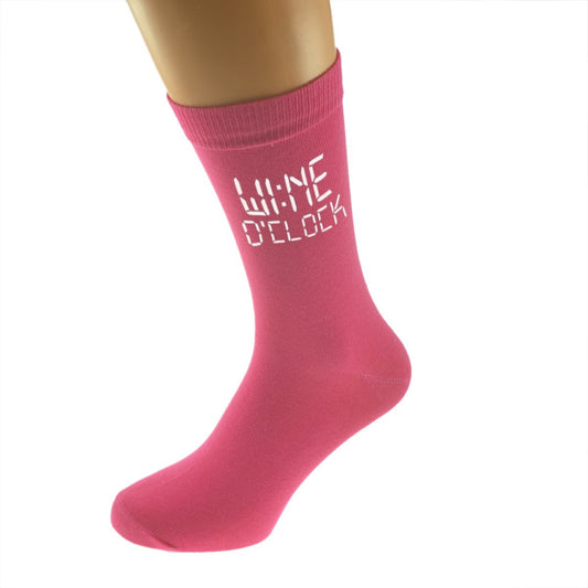 Fun Wine O Clock Ladies Hot Pink Socks| Ashton and Finch