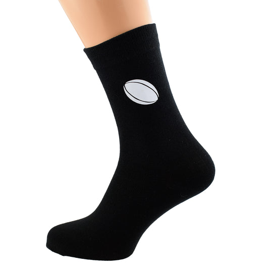 Rugby Ball Design Mens Black Socks| Ashton and Finch