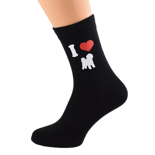 I Love Bichon Frise Mens Black Socks| Ashton and Finch