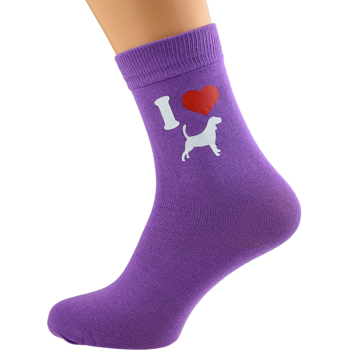 I Love Beagles Womens Purple Dog Socks| Ashton and Finch