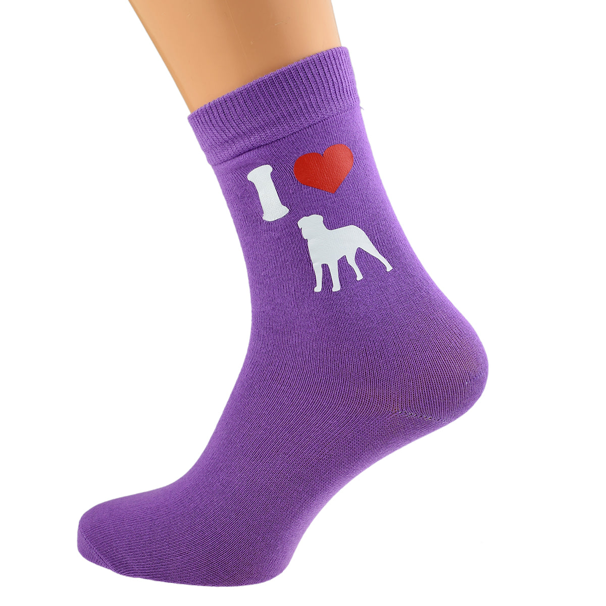 I Love Bull Mastiffs Womens Purple Dog Socks| Ashton and Finch