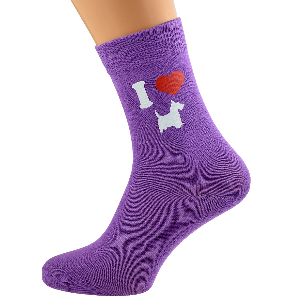 I Love Scottish Terriers Womens Purple Dog Socks| Ashton and Finch
