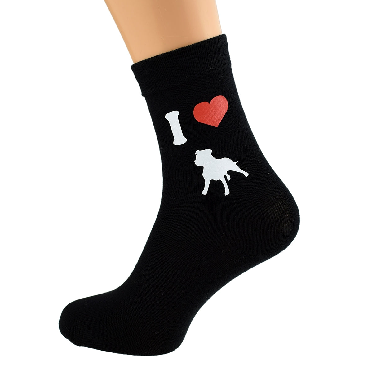 I Love Staffordshire Bull Terriers Mens Black Socks| Ashton and Finch