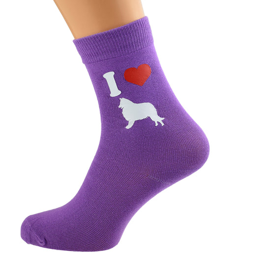 I Love Collies Womens Purple Dog Socks| Ashton and Finch