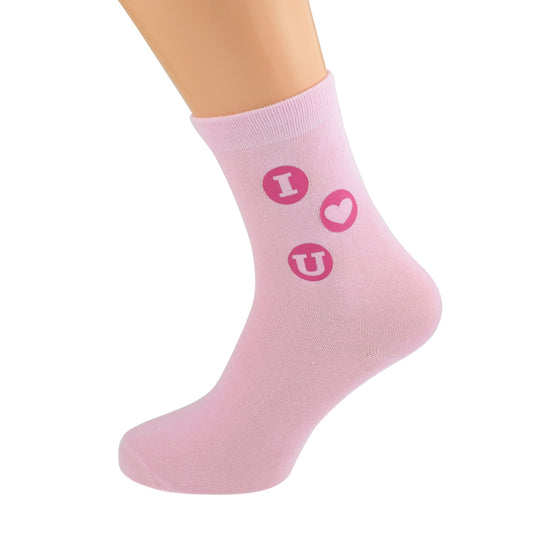 I Love You Circle Design Ladies Pink Socks| Ashton and Finch