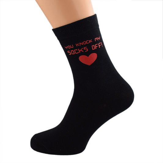 You Knock My Socks Off Valentine Mens Black Socks| Ashton and Finch