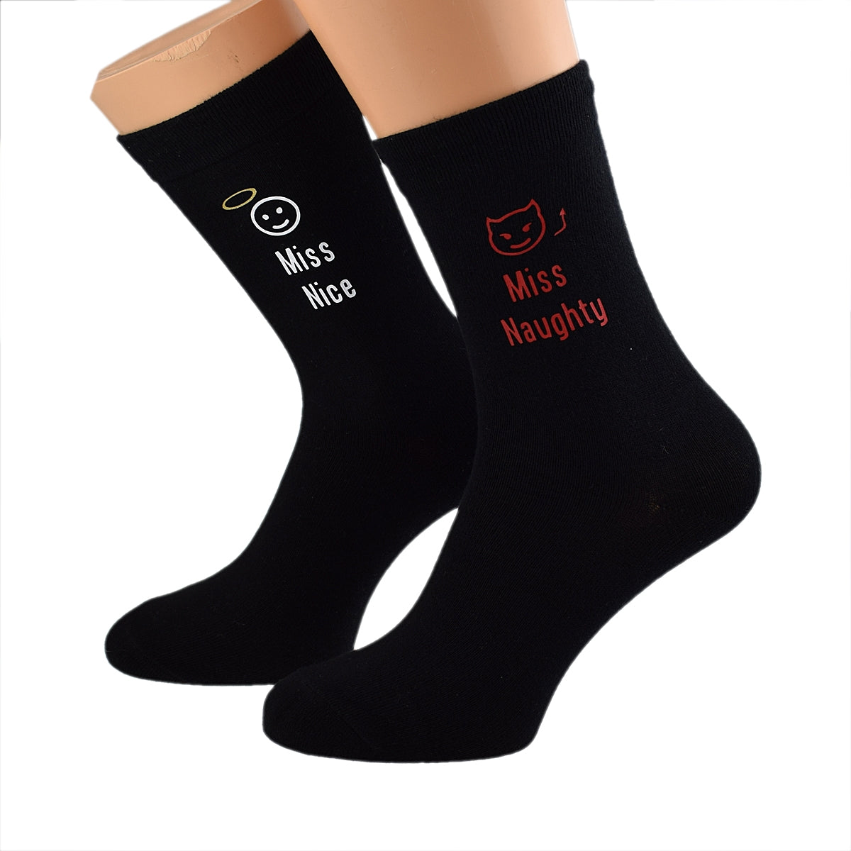 Miss Naughty Miss Nice Ladies Black Socks| Ashton and Finch
