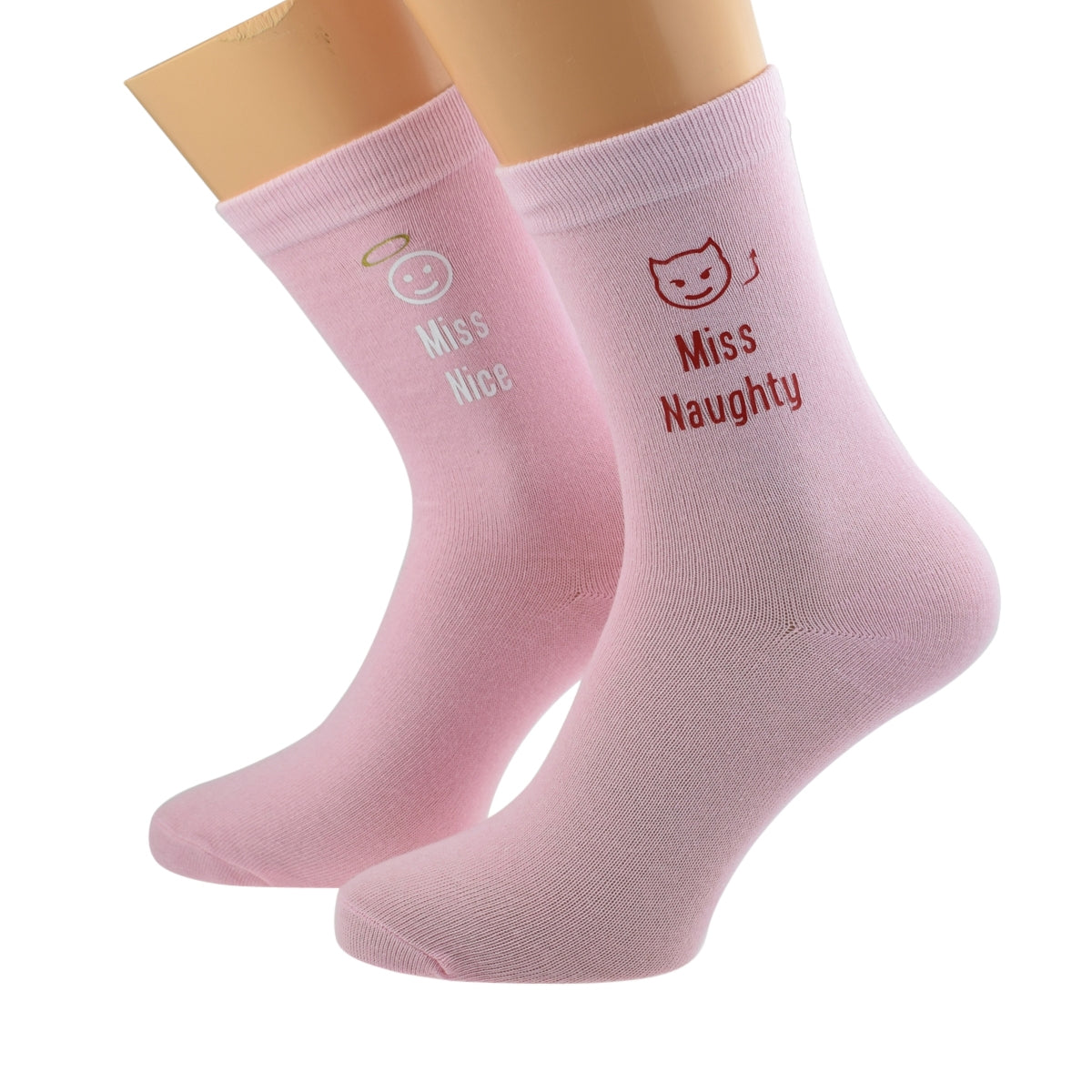 Miss Naughty Miss Nice Ladies Pink Socks| Ashton and Finch