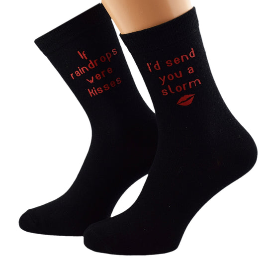 If Raindrops Were Kisses Mens Black Socks| Ashton and Finch