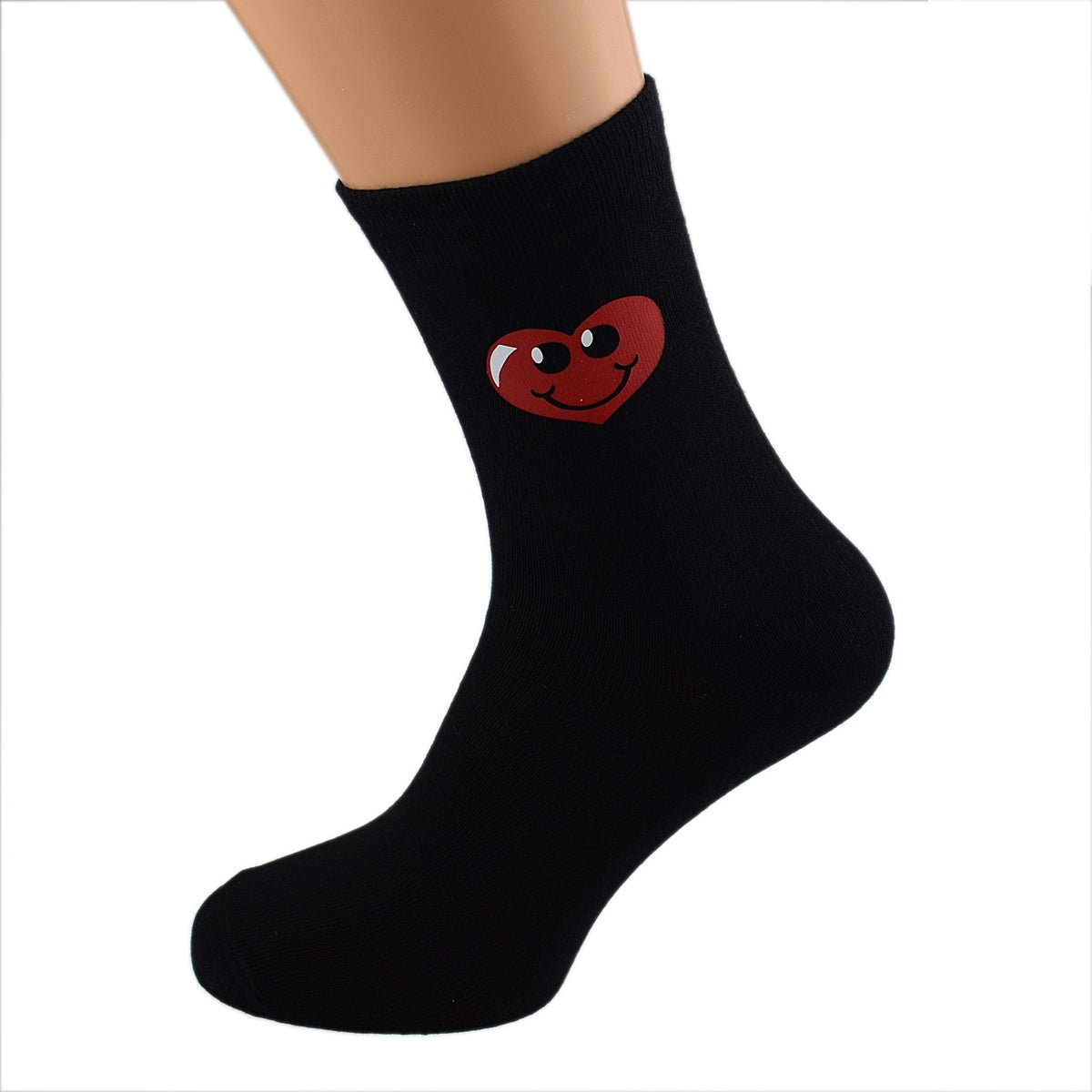 Smiling Heart Valentine Mens Black Socks| Ashton and Finch