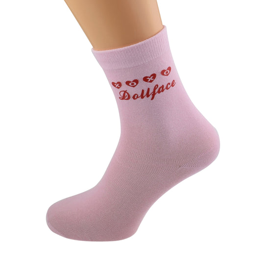 XOXO Dollface Valentine Ladies Pink Socks| Ashton and Finch