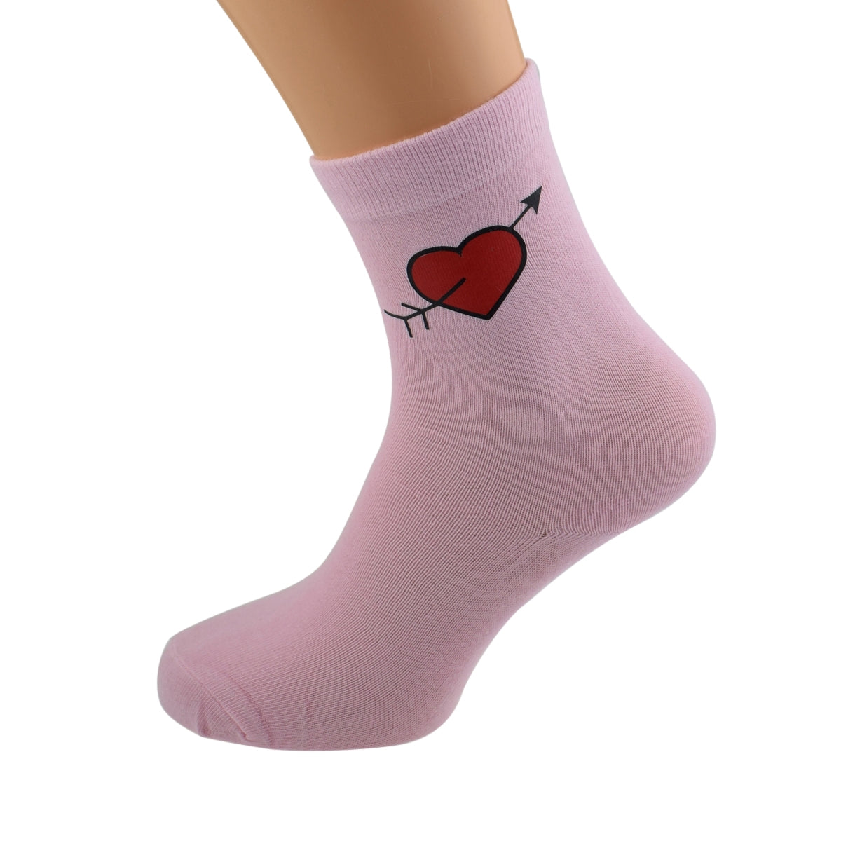 Love Heart With Arrow Ladies Pink Socks| Ashton and Finch